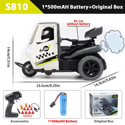 ZWN S810 Three Wheels RC Car With Lights Spray 2.4G Remote Control Electric High Speed Emulation Motorcycles Toys For Kids