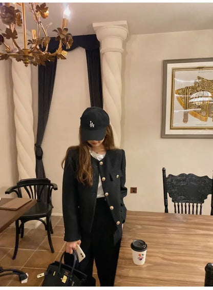 Frühling und Herbst Koreanische Mäntel Frauen Jacke Neue Französisch Wolle Tweed Mantel Mode High-end-Gold Taste Kurze Schlanke temperament.