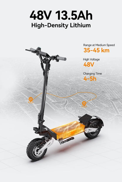 OOTD T10 Electric Scooter 500W Motor 48V13AH Battery City Off-Road Electric Scooter Adult 11 Inch Foldable Electric Scooter.