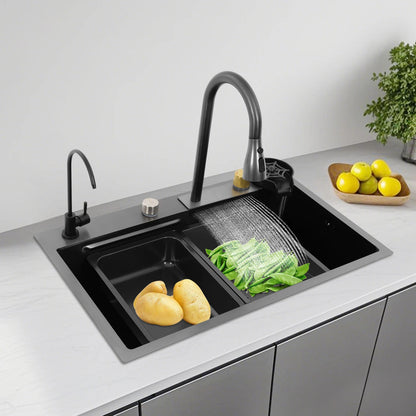 68/75 cm Küchenspüle, Haushaltsspülbecken-Set, Edelstahlspüle, Unterbau-Küchenspüle, rostfrei, großes Fassungsvermögen