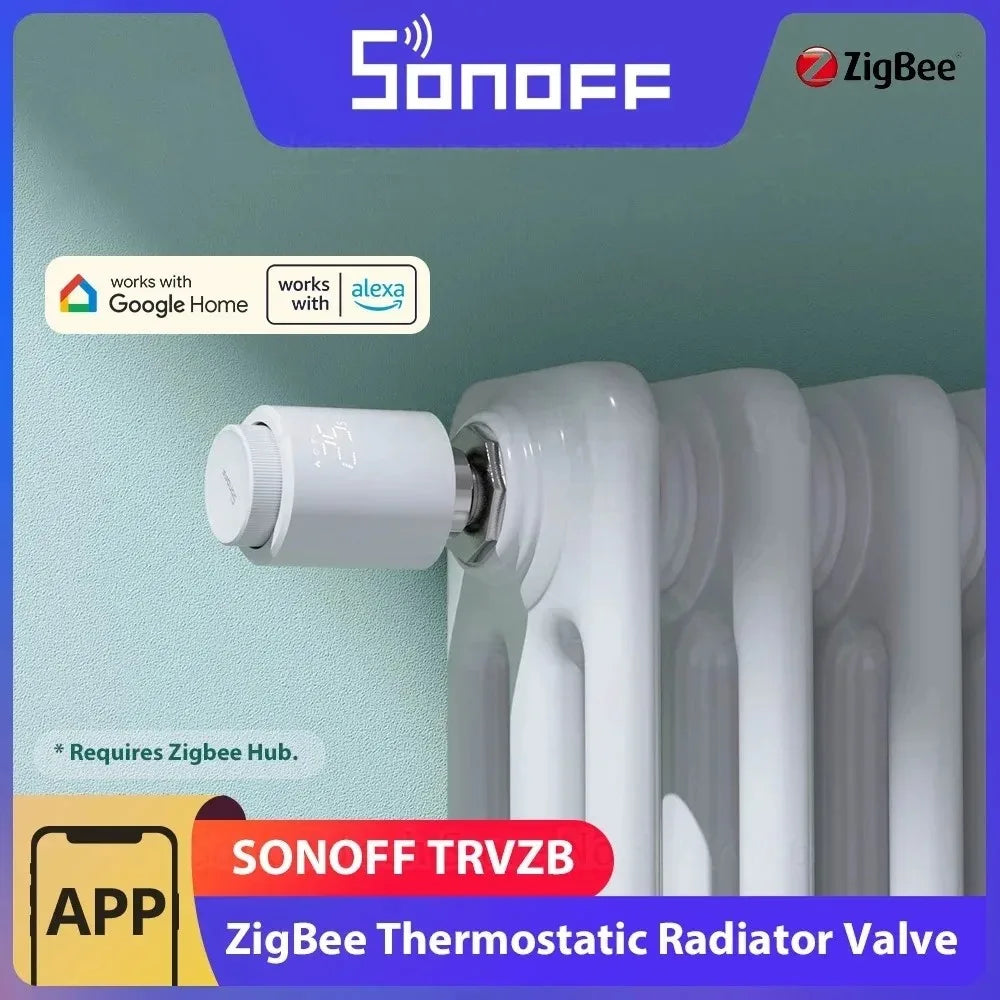 SONOFF TRVZB Zigbee Thermostatic Radiator Valve Smart Home Heating Froest Protection Remote Group Control via eWeLink Alexa.