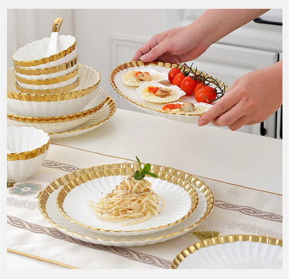 1pcs Upgrade white porcelain plates for food, dinner dishes, salad, soup bowls, ceramic porcelain plates, and tableware.