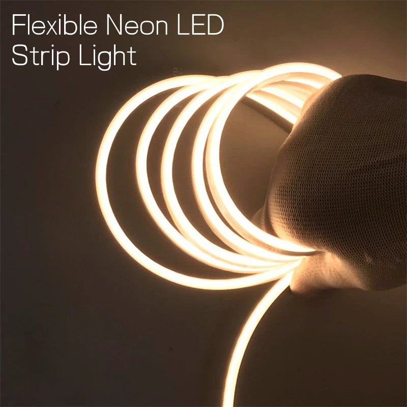 4/6/8/10mm Narrow LED Neon Silicone Tube Rope Lamp Recessed DC12V Flexible Waterproof Diffuser Cabinet Closet Ribbon Strip Light.