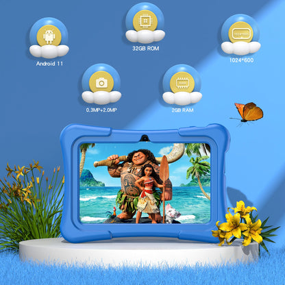 PRITOM Tablet for Kids 7 Inch Android 11 32 GB WiFi Bluetooth Dual Camera Educational Software Installed with Proof Case.