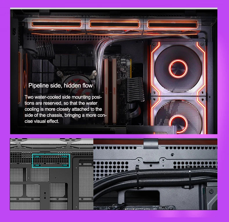 X-GAMERX HUANYI WING MATX Seaview room Case Vertical Desktop Computer 360 Water-cooled Chassis TYPE-C Interface With Screen.