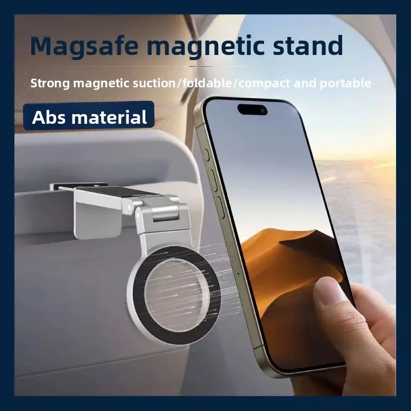 Universal Magnetic Phone Holder Travel Essentials Multi-axis Rotation Hands-Free Airplane Phone Mount Desktop Clip for Phone.