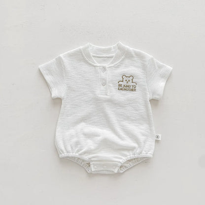 Baby Krabbeln Kleidung Sommer Kurzarm Cartoon Bär Brief Outfits Kinder Infant Bodys Baumwolle Ein Stück Klettern Anzug.