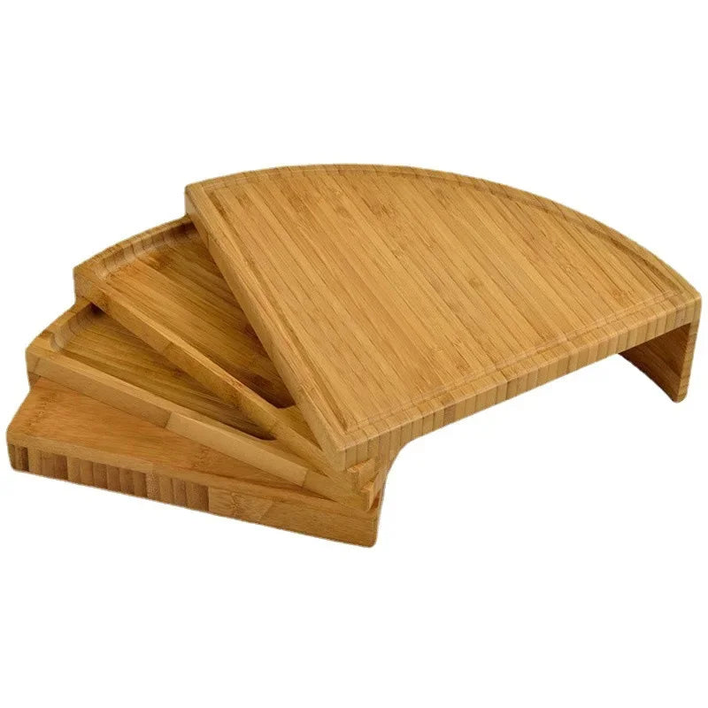 Bamboo Cheese Plate Cutting Board Pull-Out Scalloped Deli Board Assortment Snack Platter.