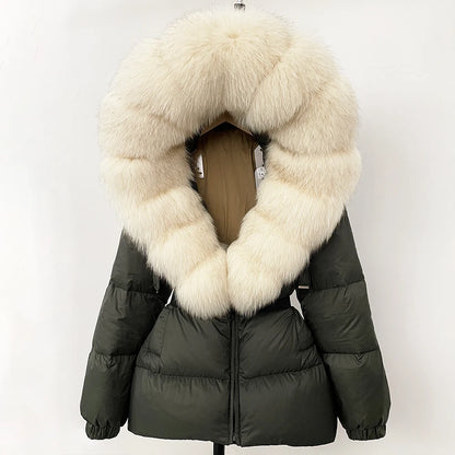 OFTBUY 2025 Winter Kleidung Puffer Jacke Frauen Echt Fox Pelz Mit Kapuze Dicke Warme 90% Weiße Ente Unten Mantel Weibliche Parkas wasserdicht