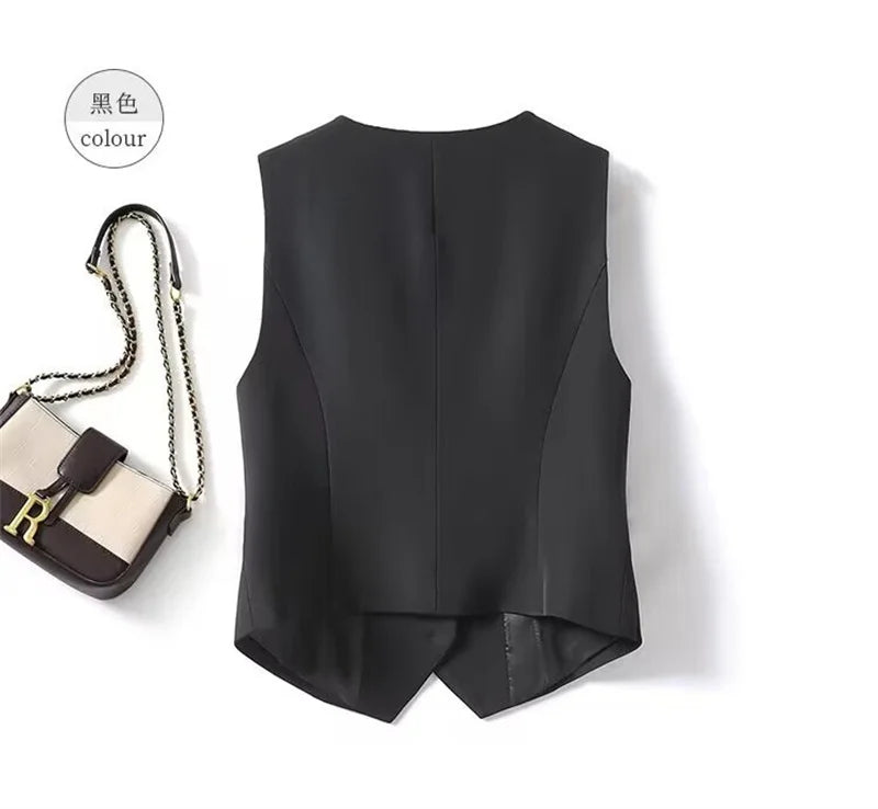 Frühling Sommer Koreanische Mode Weste 2025, Neue Frauen Kurze Mode V-ausschnitt Ärmellose Casual Blazer Weste Mäntel Weibliche Tops.