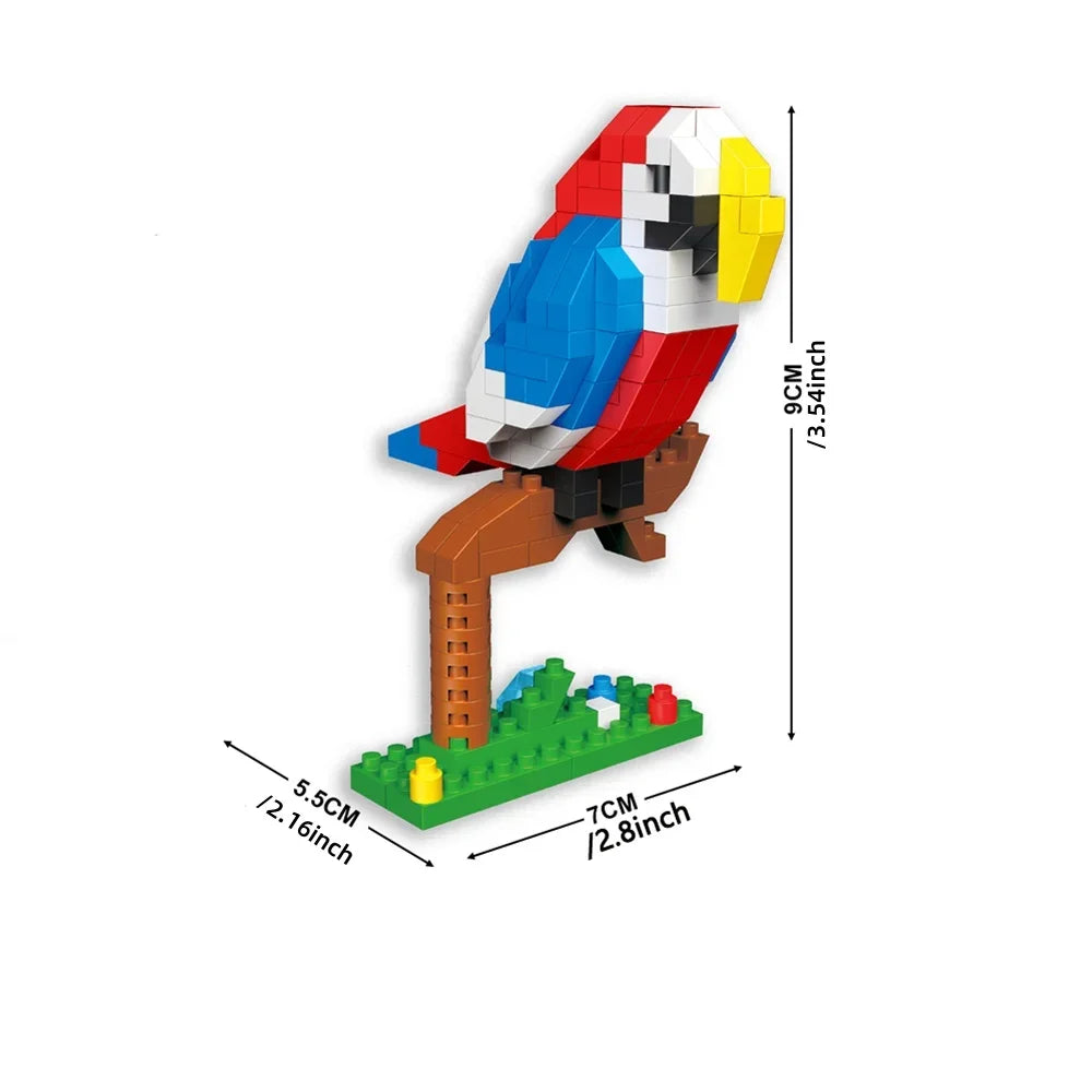 KNEW BUILT Colorful Parrot Micro Mini Building Blocks Assembly Toys 3D Model Bricks for Birds Funs Hands-on Ability Gift