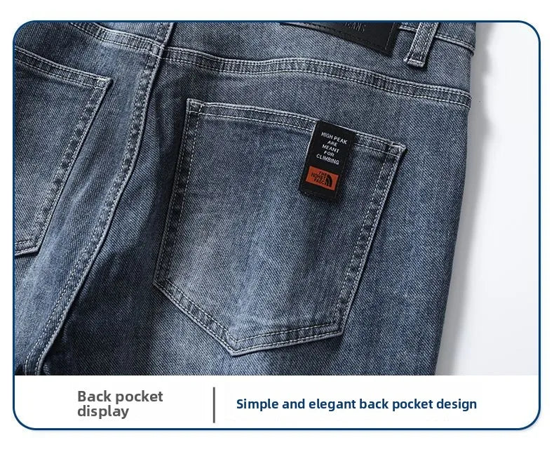 Autumn Winter Men's Fashion Casual Stretch Straight-leg  Jeans Men Streetwear Denim Jogger Pants Men Baggy Harem Jean Trousers.