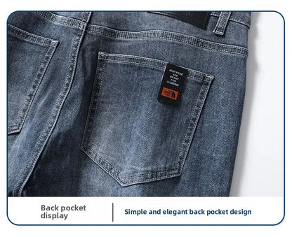 Autumn Winter Men's Fashion Casual Stretch Straight-leg  Jeans Men Streetwear Denim Jogger Pants Men Baggy Harem Jean Trousers.