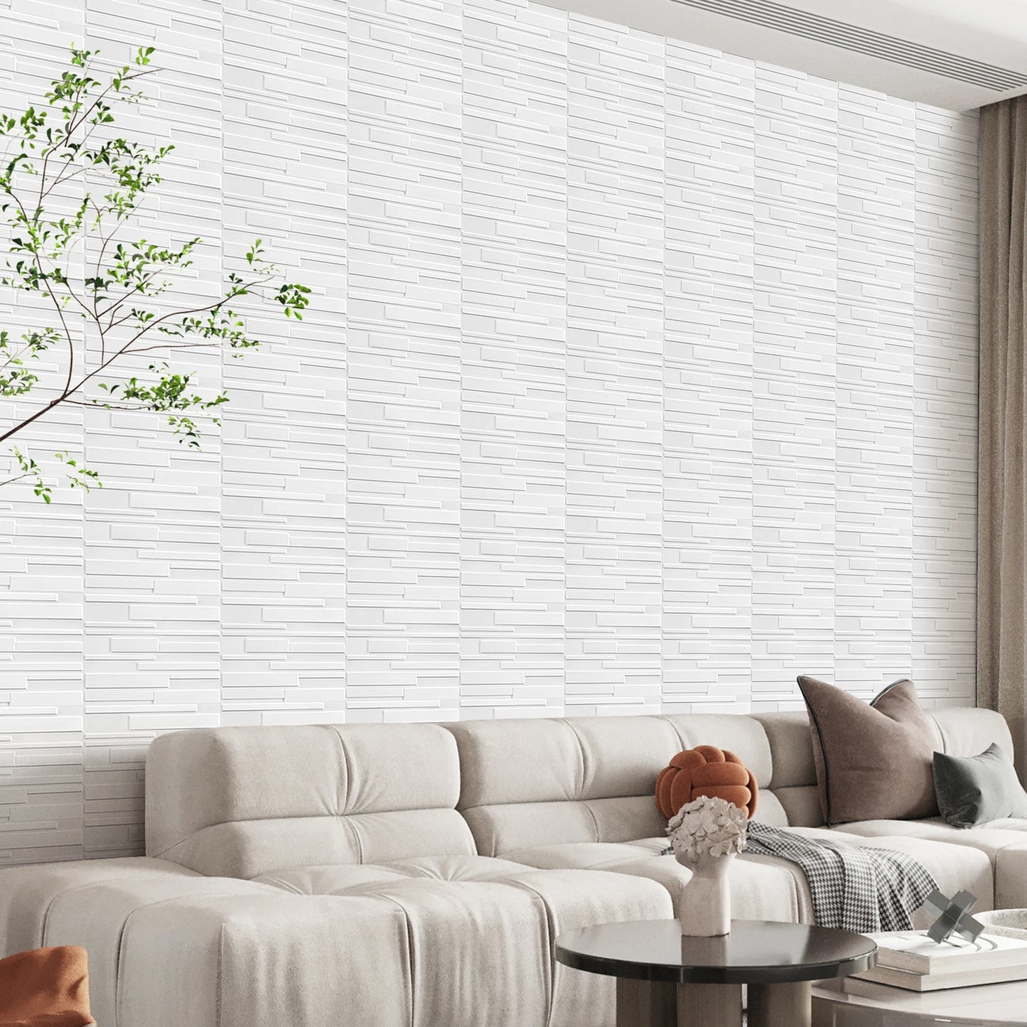 KUUJOJO 12pcs 3D textured wall panel for indoor wall decoration, suitable for living room, hall, bedroom, hotel, office