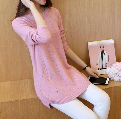 Strick pullover Herbst Winter Tops O-Ausschnitt Langarm Pullover lässig warme Damen pullover Midi lange schlanke Pullover Mädchen.