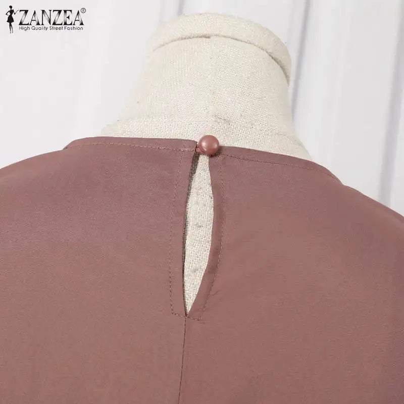 ZANZEA Muslim Women Matching Sets Long Sleeve Solid Color Tops And Loose Pant Suits Elegant Fashion Casual Tracksuit Kaftan 2025.