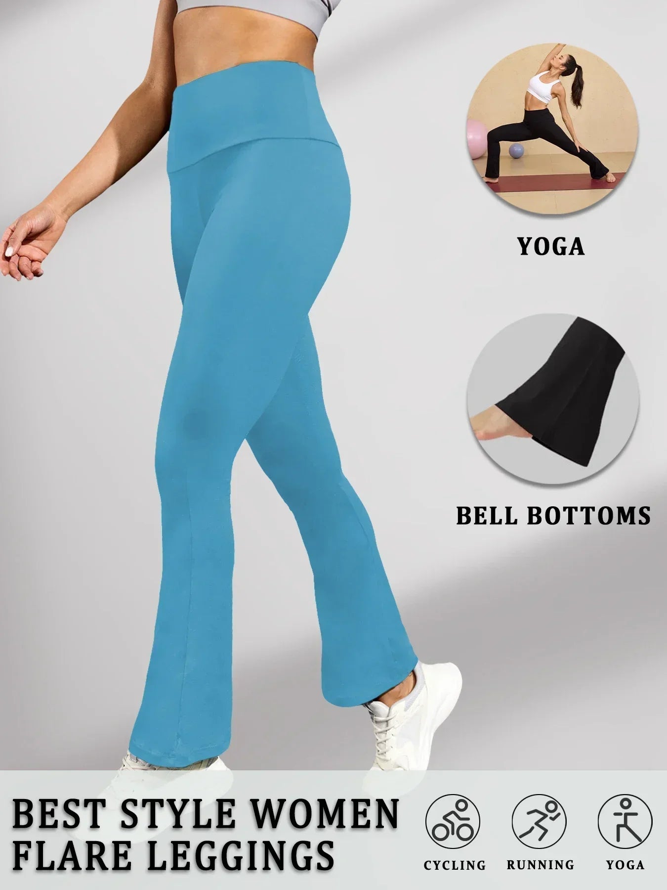 Women's Super Soft Flare Pants High Waisted Tummy Control Workout Yoga Leggings Bell Bottoms.