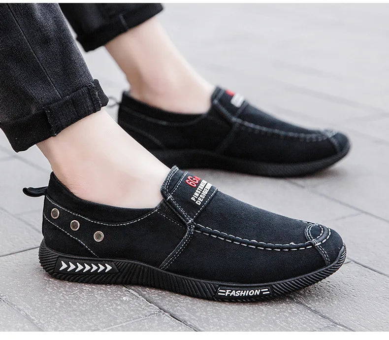 Denim Men's Canvas Shoes Slip on Sneakers Male for Summer 2025 New Outdoor Driving Moccasin Trendy Vintage Loafers Shoes for Men