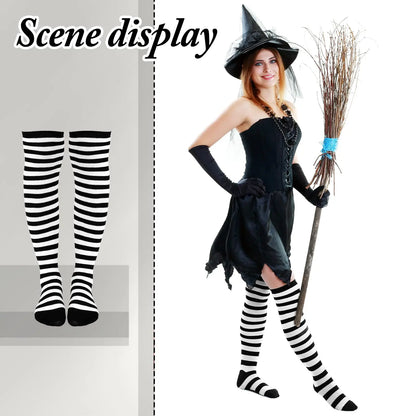 2Pair/Set Women Gothic Punk Over Knee Long Stripe Socks Girl Arm Sleeve Gloves Thigh High Cotton Socks Sweet Cute Soks Hosiery.