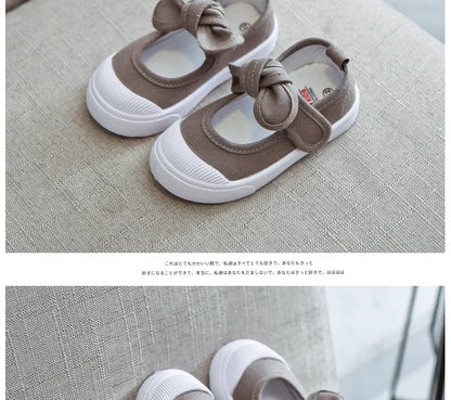 Korean Style Fashion Children Fashion Girls Canvas Shoes Versatile Bow Baby Kids Casual Shoes Simple Classic Candy Color Bowtie.