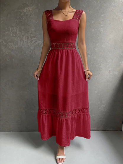 Weiße Lange Kleid Frauen Sommer Sexy Sleeveless Backless Maxi Kleider Damen Elegante Hohle Heraus Spitze Kleid Boho Sommerkleid Vestidos