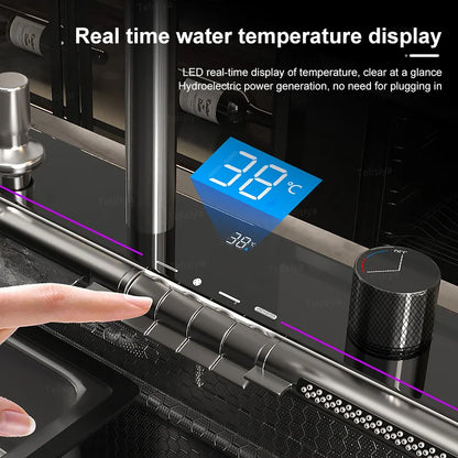 Küchenspüle aus Edelstahl mit Wasserfallprägung, digitales Waschbecken mit einem Schlitz, Waschtank für Wohnungen und Wohnungen