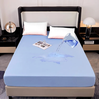 Kuup Safe Waterproof Mattress Protector Soft Comfortable Breathable Solid Color Fitted Bedding Cover No Pillowcases Included.