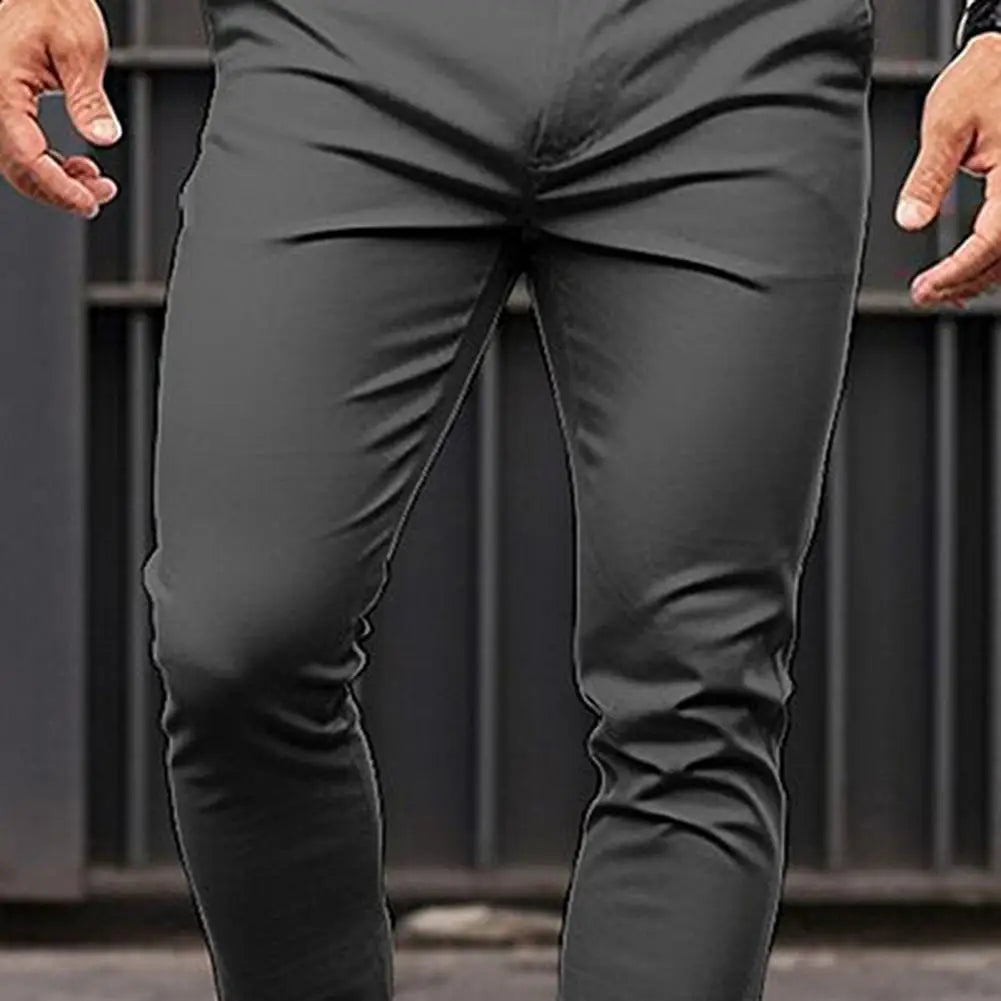 Männer Einfarbig Anzug Lange Hosen Mid-rise Schräg Taschen Zipper Fly Slim Fit Business Büro Hosen Feine Nähen hosen Arbeitskleidung.