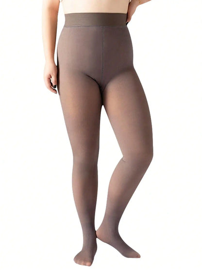 Luxtrada Womens Plus Size Thick Winter Tummy Control Fleece Lined Sheer Tights Fake Translucent Warm Leggings Thermal Opaque