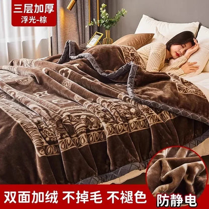 Printing Blanket Quilt Winter Keep Warm Double-deck Thickening Soft Comfortable Multiple Specifications Add Velvet Siesta Sheet