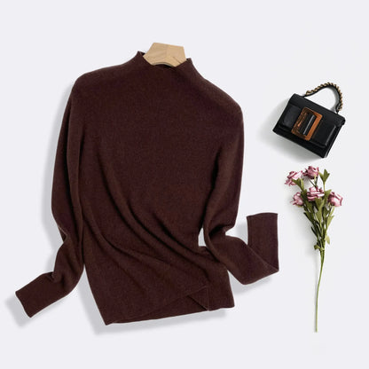 100% Ultra-fine Merino Wool Sweater Autumn and Winter Loose and Simple Semi-turtleneck Wool Bottoming Shirt Multi-color Sweater