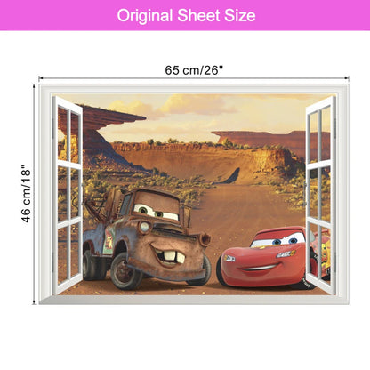 3d Macqueen Cars Broken Hole Wall Sticker For Kids Bedroom Home Decoration Cartoon Anime Mural Art Pvc Movie Poster Boys Decals.