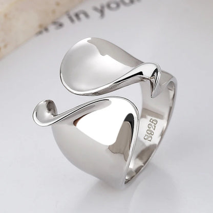 PANJBJ 925 Sterling Silver Geometry Crystal Ring For Women Ellipse Exaggerated Punk Water Drop Open Jewelry Gift Dropshipping