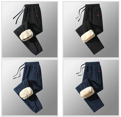 8XL Men's Down Pants Plus Size Winter Plus Velvet Thick Loose Cotton Pants Big Size Solid Color Warm Lamb Down Casual Sweatpants.