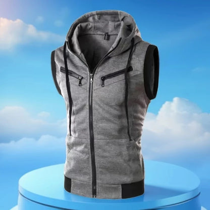 2025 New Fashion Zipper Cardigan Sweater Mens Sleeveless Hooded Vest Jacket Plus Size S-4XL Streetwear Vest Hoodies.