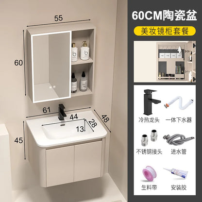 Moderner intelligenter Badezimmerschrank, Wabenstruktur, Aluminium, WC, Waschbecken, Schrank, Kombination, integriertes Keramikwaschbecken, Waschtisch