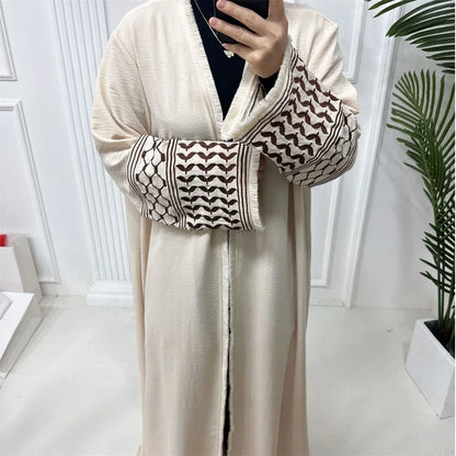 Autumn New Ramadan Open Embroidery Tassel Pink Kimono Abaya Dubai Luxury Muslim Islam Kaftan Dress Abayas Women Kebaya Caftan