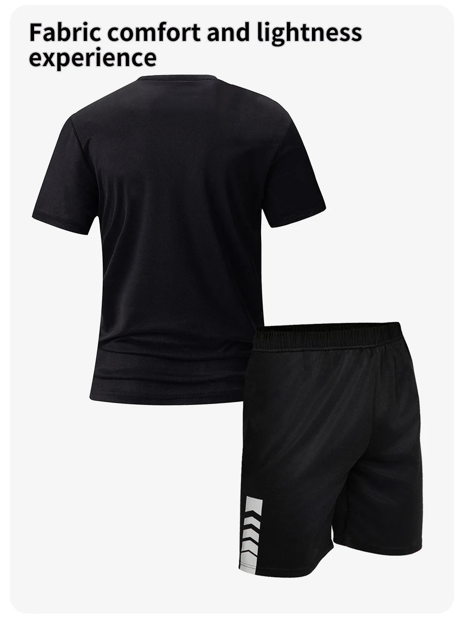 2/4/6 Pcs Plus Size Men's Quick-drying Short-sleeved Shorts Suit Men's Leisure Sports Running Fitness T-shirt Joker Shorts Teen.