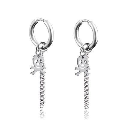 New Punk Stainless Steel Chain Hoop Earrings For Women Men 2023 Trendy Goth Pop Hip Hop Pendants Ear Jewelry Accessories Earring