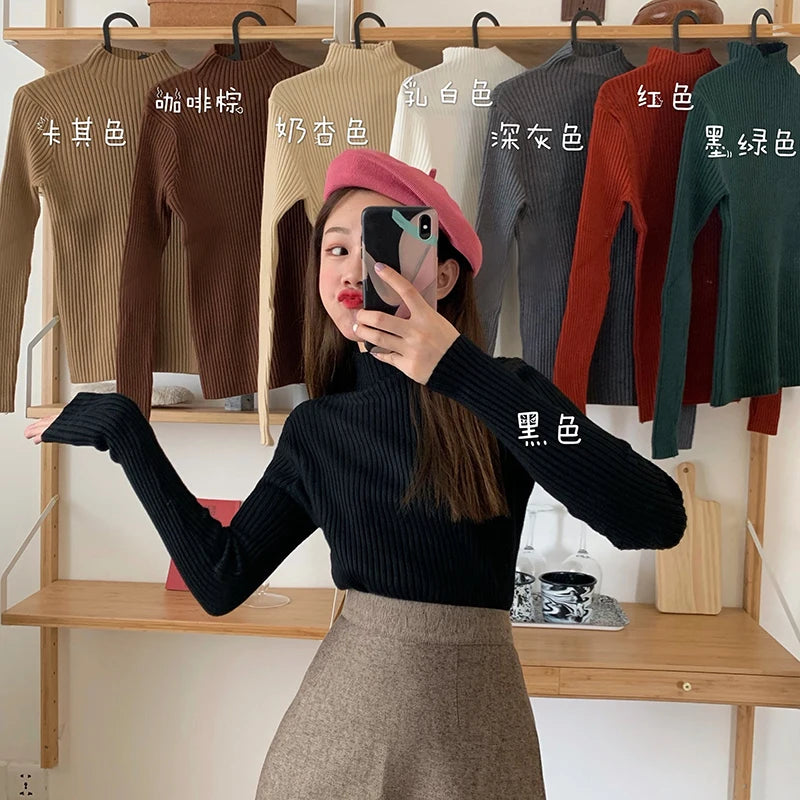 2026 chic Herbst winter Pullover Pullover Frauen Langarm casual rollkragen warme grundlegende Pullover stricken Jumper top.
