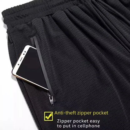 2024 New Ice Silk Pants Summer Thin Breathable Mesh Pants Men's Casual Ice Cold Men's Other Material.