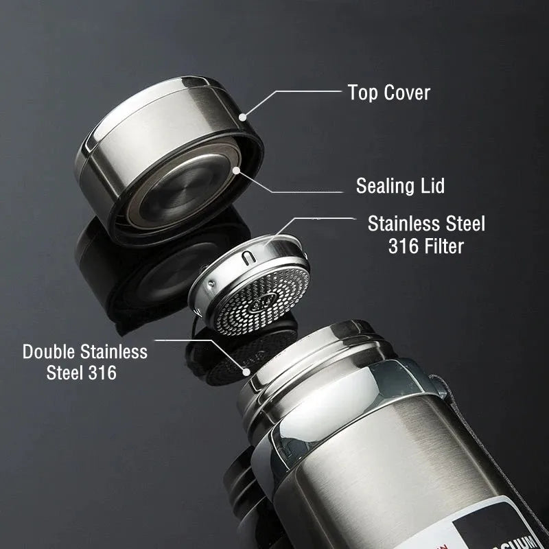 600ML/1000ML/1500ML Double Stainless Steel 316 Thermal Flask With Filter Portable Coffee Tea Thermal Bottle Travel Tumbler.
