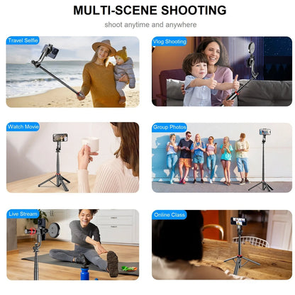 Magnetic Selfie Stick for iPhone Phone Camera 51" Extendable Magsafe Tripod Selfie Stick with Remote for Travel Vlog Videos.