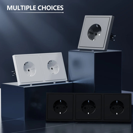 BSEED Einzel-EU-Steckdose, doppelwandige Steckdosen, dreifache Steckdosen, Kunststoffrahmen, 16 A, 80/150/220 mm Größe.