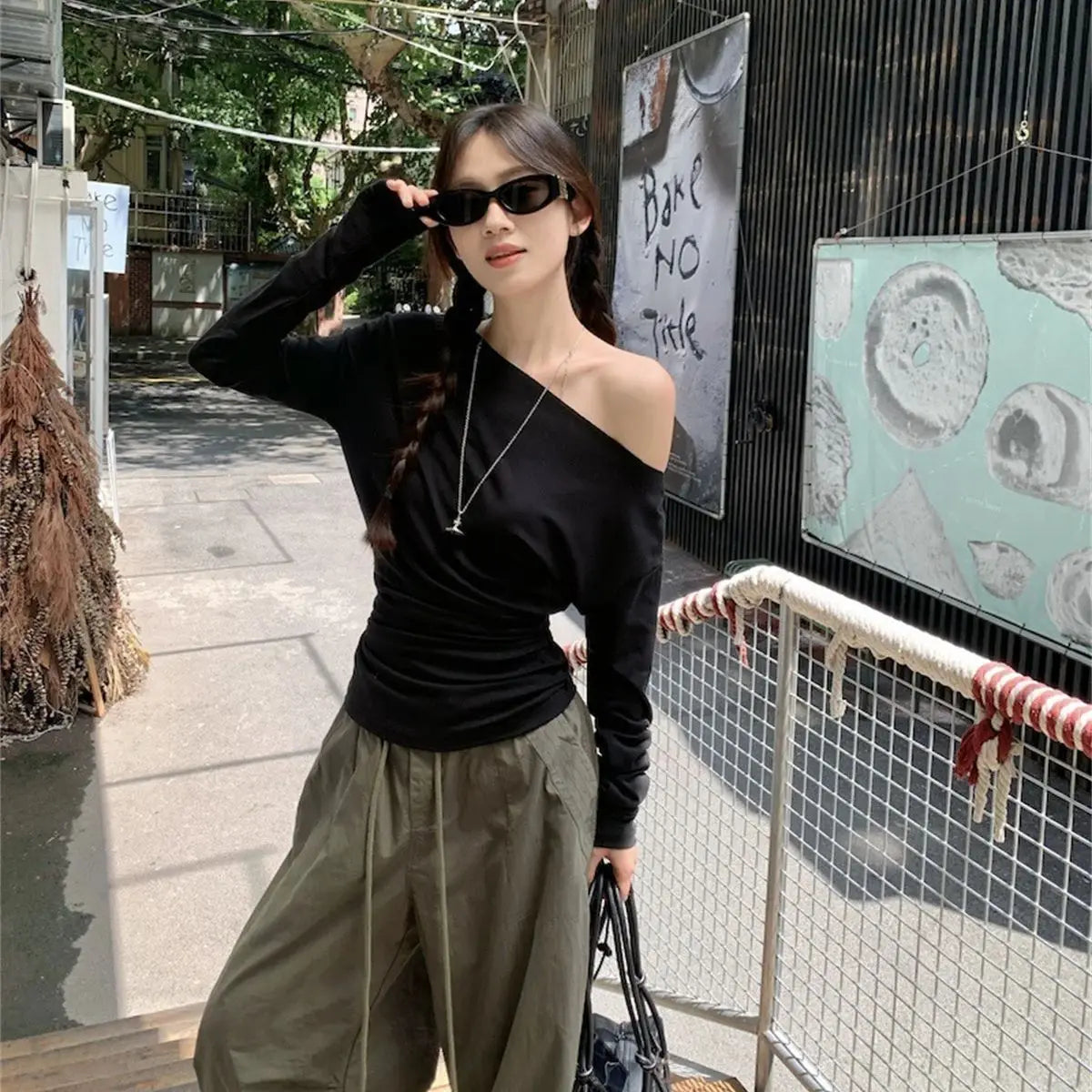 Women Sexy Off Shouder Tops 2025 Fashion New In Y2k Hot Girl Slim Long Sleeve Shirts Solid Autumn Spring Chic T-shirt Streetwear.