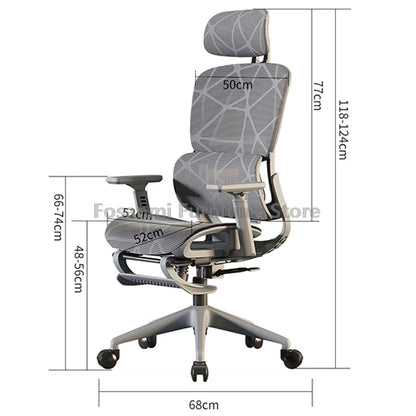 Atmungsaktiver Mesh-Computer-Bürostuhl mit Armlehne und Lordosenstütze, verstellbarer ergonomischer Schreibtischstuhl, Heim-Gaming-Kopfstützenstuhl