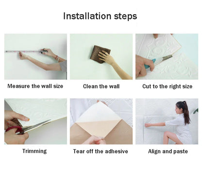 70cm*70cm 3D Room Decor Warm Decoration Self-adhesive Wall Stickers Foam Waterproof Anti-collision Wallpaper Ceiling Background