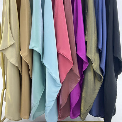 Batwing Butterfly Sleeve Satin Khimar Abaya Dubai Muslim Maxi Dress Kaftan Abayas For Women Kebaya Caftan Robe Femme Vestidos