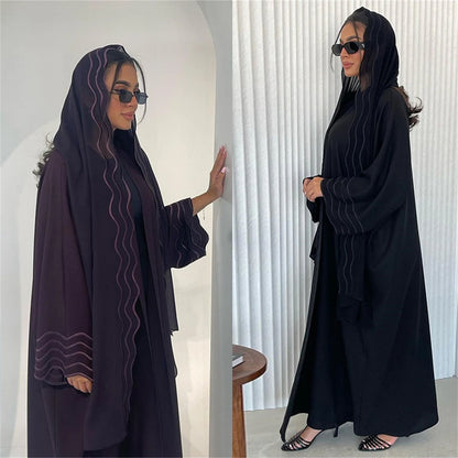 Ramadan Eid Women Coffee Dubai Khimar Abaya Damen Muslim Kimono Hijab Dress Set Kebaya Kaftan Djellaba Robe Femme Musulmane.
