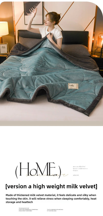 Milk Fleece Autumn Winter Warm Weighted Blankets for Beds European Thickened Beibei Velvet Throw Blanket Warmth Quilt Comforter.